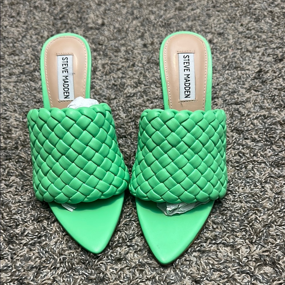 Steve Madden Green Quilted Mules